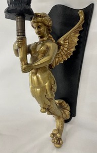 lot 16 image: Pair of French Empire Style Mounted Three Arm Candelabras