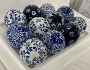 lot 143 image: 11 Delightful Blue and White Decorative Spheres