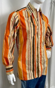 lot 129 image: Stylish Striped Vintage One of a Kind Handmade Button Up Dress Shirt