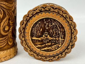 lot 69 image: Three Russian Birch Bark Trinket Boxes