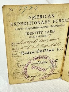 lot 93 image: Antique American Expeditionary Forces ID Card