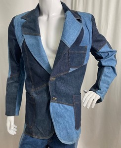 lot 157 image: Retro Two Tone Denim Blazer  Coat  Jacket