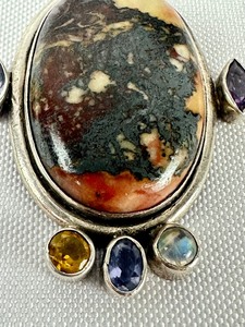 lot 207 image: Sterling Jasper and Semi Precious Stone Pendant