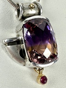 lot 14B image: Sterling and 14k Ametrine Pendant Necklace