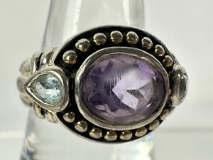 lot 213 image: Amethyst and Blue Topaz Ring