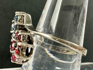 lot 217 image: Sterling, Garnet and Sapphire Ring