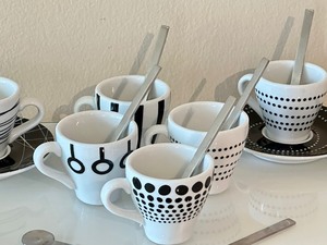 lot 222 image: Bodum Expresso Cups and Blomas Spoons