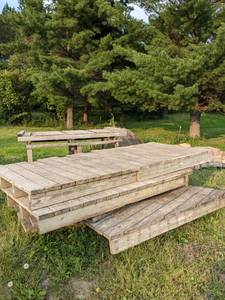 lot 159 image: Lot of 4 Treated Lumber deckdock sections
