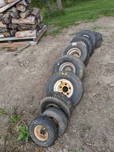 lot 165 image: Lot of 9 Lawn tractor wheels w tires