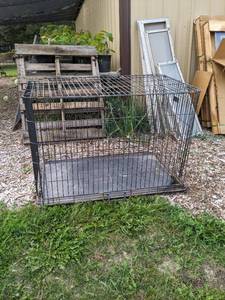 lot 177 image: Wire dog kennelcrate with plastic tray