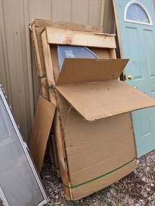 lot 179 image: Lot of 2 Andersen half-round window glass, 4 ft. wide x 2 ft. tall