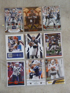 lot 29 image: 9 Different Tom Brady Football Cards