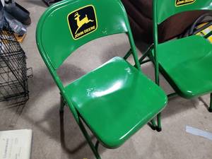 lot 169 image: Pair of Green John Deere Folding Chairs