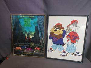 lot 149 image: Teenage Mutant Ninja Turtles Framed Poster & Bugs Bunny with Tazmanian Devil Framed Poster