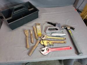 lot 21 image: Tools - Chisels, Hammer, Adjustable Wrenches