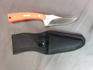lot 38 image: Orange Old Timer by Schrade with Nylon Sheath