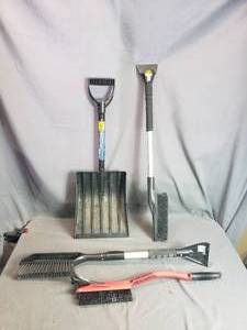 lot 84 image: Portable Shovel, Ice Scrapers with Brushes