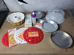 lot 134 image: Baking Pans, Pie Top Cutters, Cake Server and More