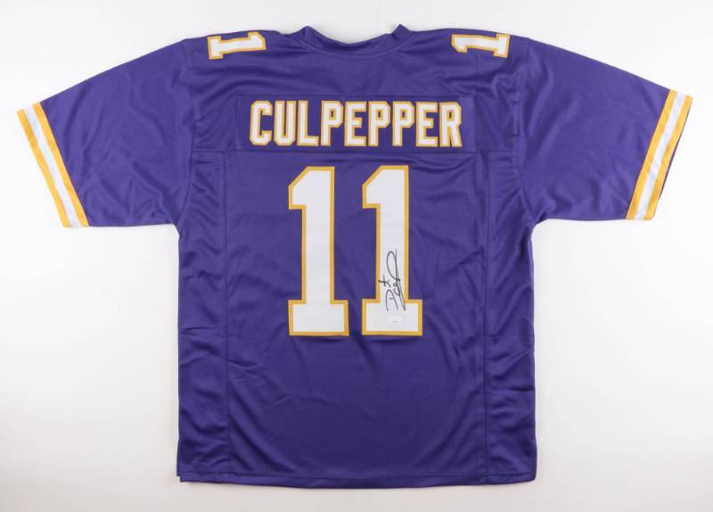 Autographed/Signed Daunte Culpepper Minnesota White Football Jersey JSA COA