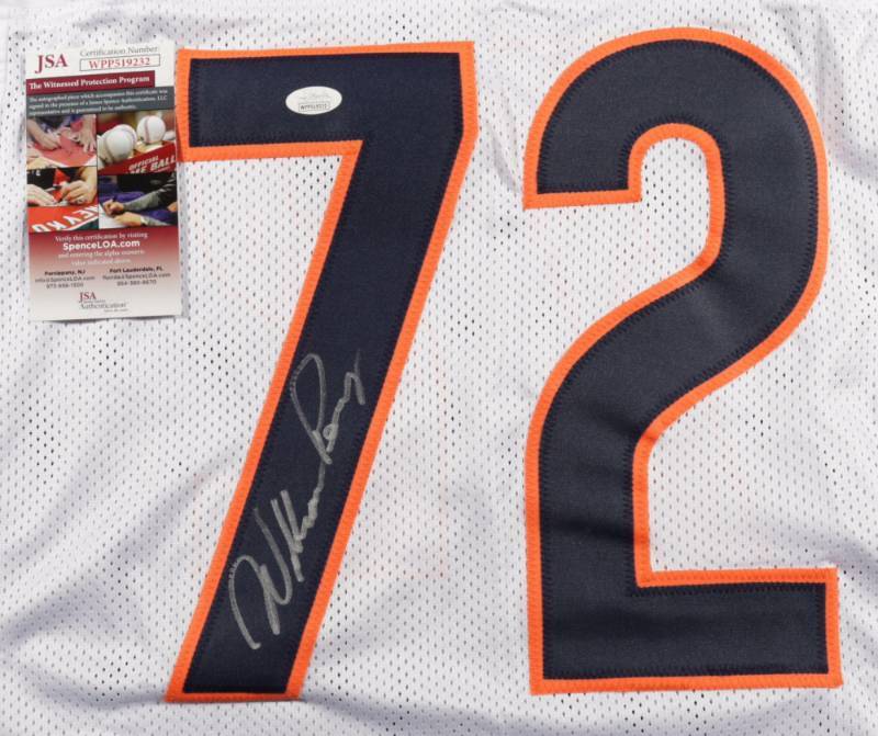 Autographed/Signed William Perry The Refrigerator Chicago White Football  Jersey JSA COA