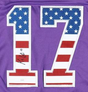 lot 8 image: K. J. Osborn Signed Minnesota Vikings Pro Style Jersey w American Flag Themed Numbers JSA Authentication