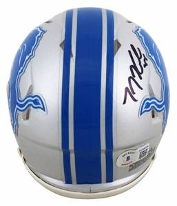 lot 14 image: T. J. Hockenson Signed Lions Speed Mini Helmet Beckett Authenticated