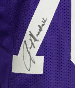lot 17 image: Purple People Eaters Minnesota Vikings Pro Style Jersey Signed by (4) with Alan Page, Carl Eller, Jim Marshall, & Gary Larsen Beckett Authenticated