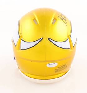 lot 4C image: Cris Carter Signed Vikings Flash Alternate Speed Mini Helmet Schwartz Authenticated