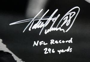 lot 23 image: Adrian Peterson Signed Vikings Large 16x20 Photo Inscribed NFL Record 296 Yards Beckett Authentication