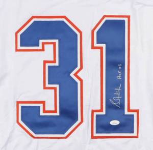 lot 51 image: Grant Fuhr Signed Edmonton Oilers Pro Style Jersey Inscribed HOF 03 JSA Authenticated