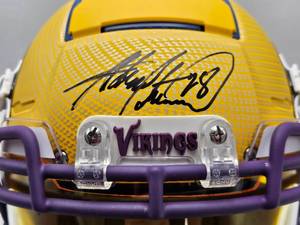 lot 5 image: Adrian Peterson Signed Custom Hydro Dipped Inscribed 28 Authentic Full-Sized Schutt F7 Helmet with Visor & Details Beckett Authenticated
