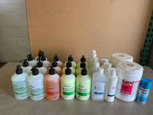 lot 24 image: Lot of Various Sanitizers, Disinfectant Sprays, and First Aid Antiseptics