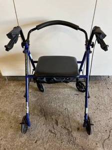 lot 46 image: MSRP $150 Drive Medical R800BL Foldable Steel Rollator Walker with Padded Seat 350lb Weight Capacity - Excellent Condition