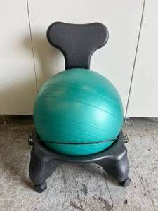 lot 66 image: Gaiam Exercise Yoga Green Balance Ball & Chair -&nbspprovides all-day ergonomic support for a stronger healthier back. By sitting on the ball, youll improve your posture and spinal alignment while getting a powerful core-strengthening workout.
