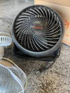 lot 73 image: Lot of 3 Air King Clip Fans and Honey Well Mini Fan  All Work Great
