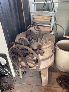 lot 3 image: Antique Lovell Wood Washing Machine and Wringer
