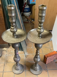 lot 252 image: Brass Floor Altar Candleholders