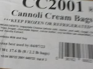 8 - 2.2 lb. Frozen Bags Cannoli Cre...