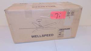 lot 71 image: Ceiling Fan with Lights, Modern 48 Inch White Remote Control, 5 Reversible Quiet Motor light NEW