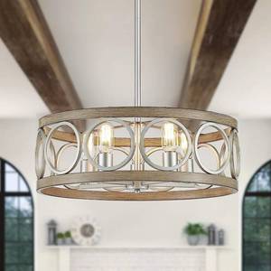 lot 7 image: XINGQI Modern 5 Light Farmhouse Chandelier Drum Ceiling Light Fixture for Living Room 21.7L x 21.7W x 8.1H  NEW