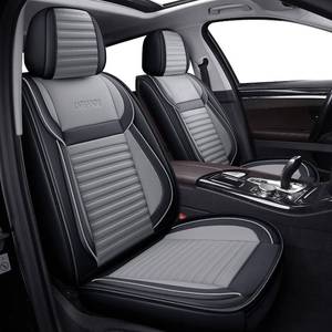 lot 11 image: LINGVIDO Leather  Cars SUV Truck Sedan,Universal Anti-Slip Driver Seat Cover with Backrest (Full Seat, GrayBlack) NEW