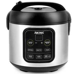 lot 12 image: Aroma Housewares ARC-994SB Rice & Grain Cooker Slow Cook, Steam, Oatmeal, Risotto, 8-cup cooked4-cup uncooked2Qt, Stainless Steel NEW