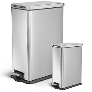 lot 39 image: 2 Pack 12 Gallon and 2.5 Gallon Kitchen Trash Cans Stanless NEW