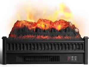 lot 47 image: TURBRO Eternal Flame EF23-PB Electric Fireplace Logs, 23 Remote Control Fireplace Insert Log Heater, Realistic Pinewood Ember Bed, Thermostat, Timer, 1400W Black
