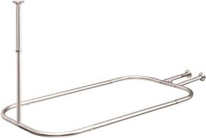 lot 64 image: PrettyHome Shower Curtain Rod Hoop Square Shape Bathroom Heavy Duty No Rust Oval Shower Rod 58.3x24 for Clawfoot Tub,for Free Standing Tubs Brushed Nickel