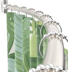 lot 80 image: PrettyHome Adjustable Arched Curved Shower Curtain Rod Rustproof Expandable Aluminum Metal Shower Rod 38-72 Inches Telescoping  Brushed Nickel NEWl