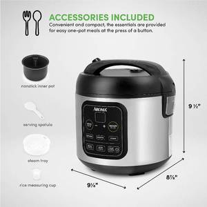 lot 58 image: Aroma Housewares ARC-994SB Rice & Grain Cooker Slow Cook, Steam, Oatmeal, Risotto, 8-cup cooked4-cup uncooked2Qt, Stainless Steel