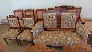 3 Piece Walnut Parlor Set, Settee and 2 Chairs