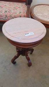Walnut Marble Top Side Table