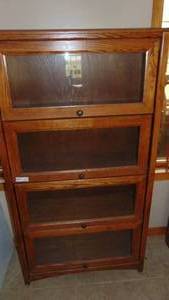 Newer Oak 4-Door Baister Bookcase
